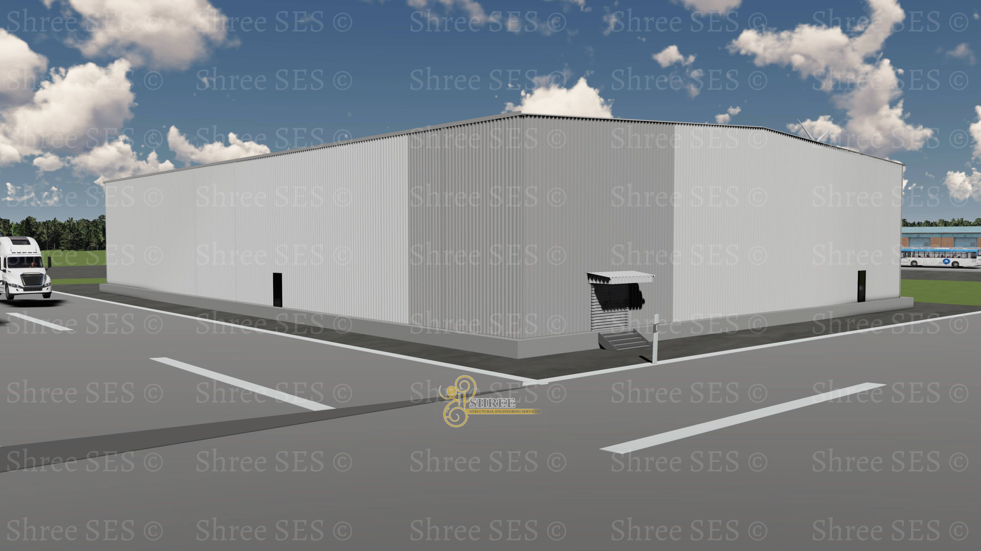 USA Project Portfolio: Steel Shed Design, South Carolina 3D structural design of a PEB steel shed in South Carolina, USA, demonstrating our capability in international standards (AISC-complaint) and global project delivery